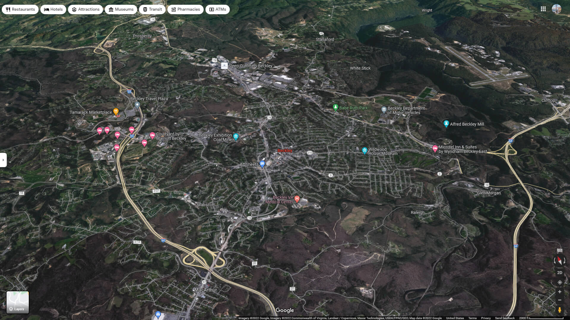 Beckley Aerial Map West Virginia